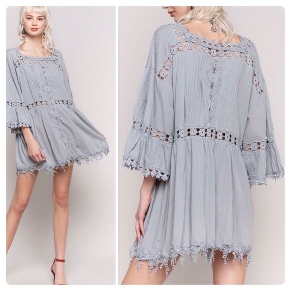 woven Tunic Dress with lace - Picture 3 of 14